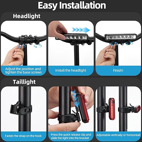 Miniatura 7 de Luces de bicicleta superbrillantes de 6 LED para conducción nocturna, 5 modos de iluminación, luces de bicicleta recargables por USB con IPX5