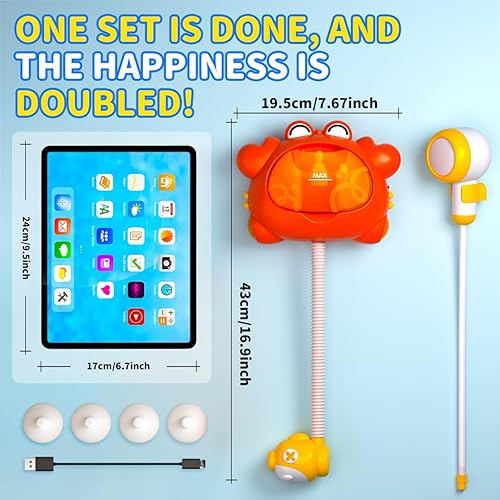 Miniatura 5 de Cabezal de ducha de juguetes de baño para 1-3 bebés niños de 4 a 8 meses, máquina de burbujas iluminada para niños pequeños de 2 a 4 años, juegos