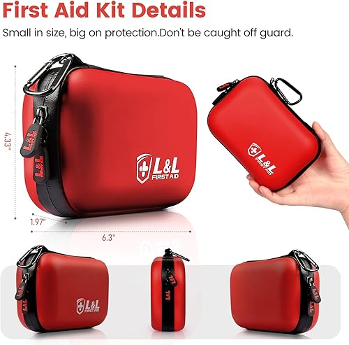 Miniatura 7 de Kit de primeros auxilios para viajes, coche y supervivencia de emergencia, suministros médicos compactos e impermeables con vendajes de trauma, gel