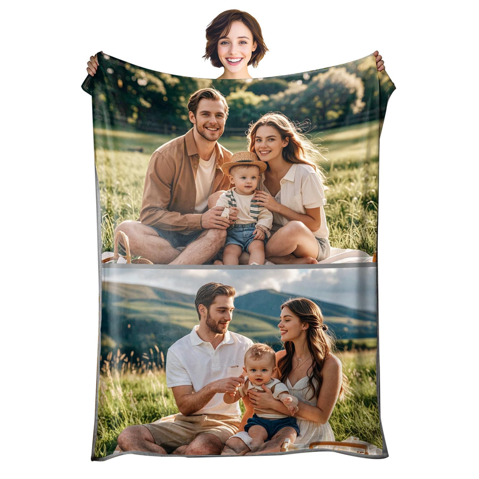 Personalized Photo Blanket Custom Gift with Picture, Adult Flannel Blanket Couple, Christmas Customized Throw with Text and Image, Unique Personalized Blanket for Loved Ones