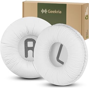 Geekria Earpads QuickFit Compatible Pads for JBL JR 300/ 300BT, T450BT, T500BT, Tune 500/ 500BT/ 510BT/ 520BT Headphone Pad Ear/Ear Cups Leatherette/White
