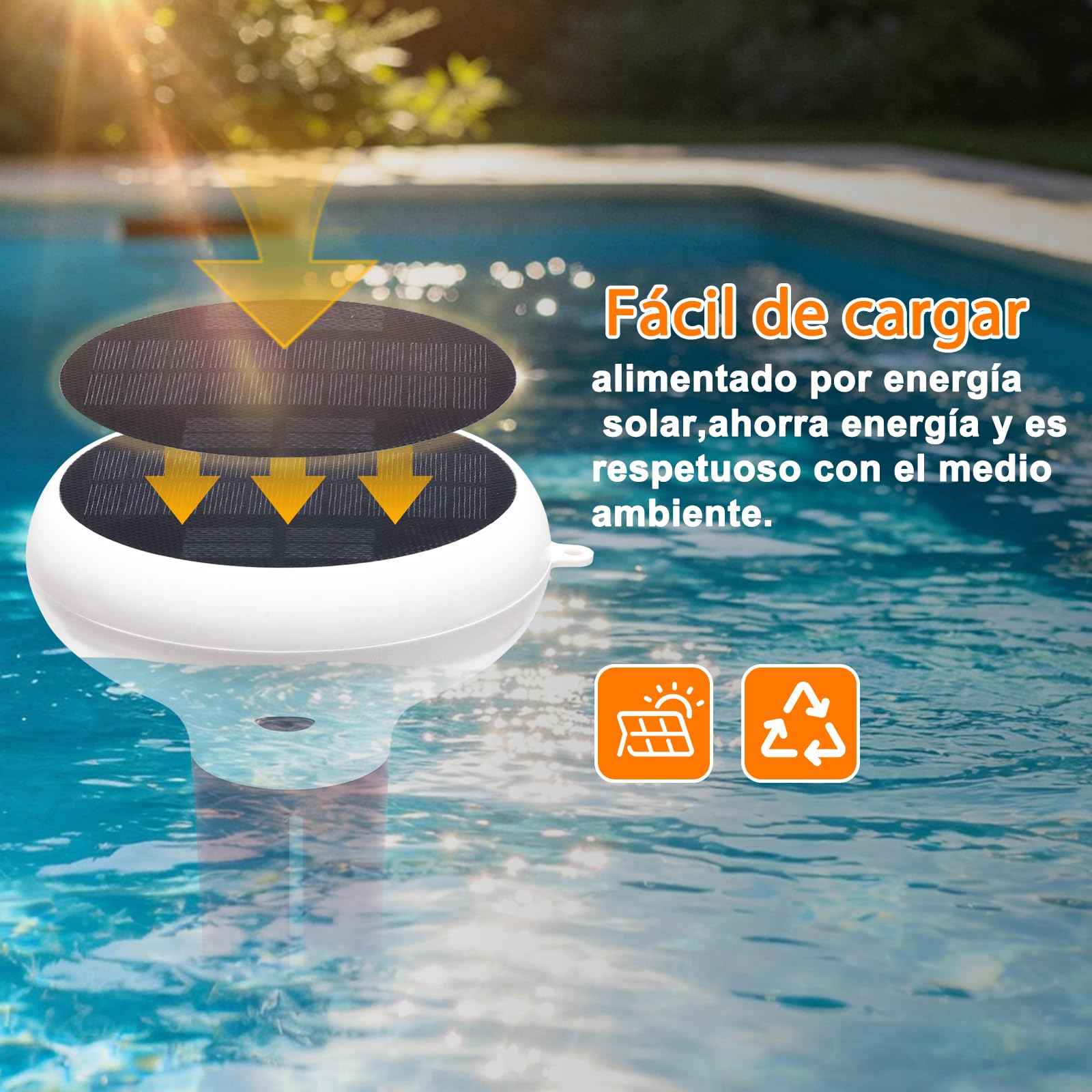 Medidor Cloro, pH y Salinidad Piscinas, 7 en 1 pH FAC Sal ORP EC TDS y Temp, Flotante Medidor de Cloro con Aplicación, Carga Solar Medidor Inteligente de pH para Piscinas, Acuarios, Spa