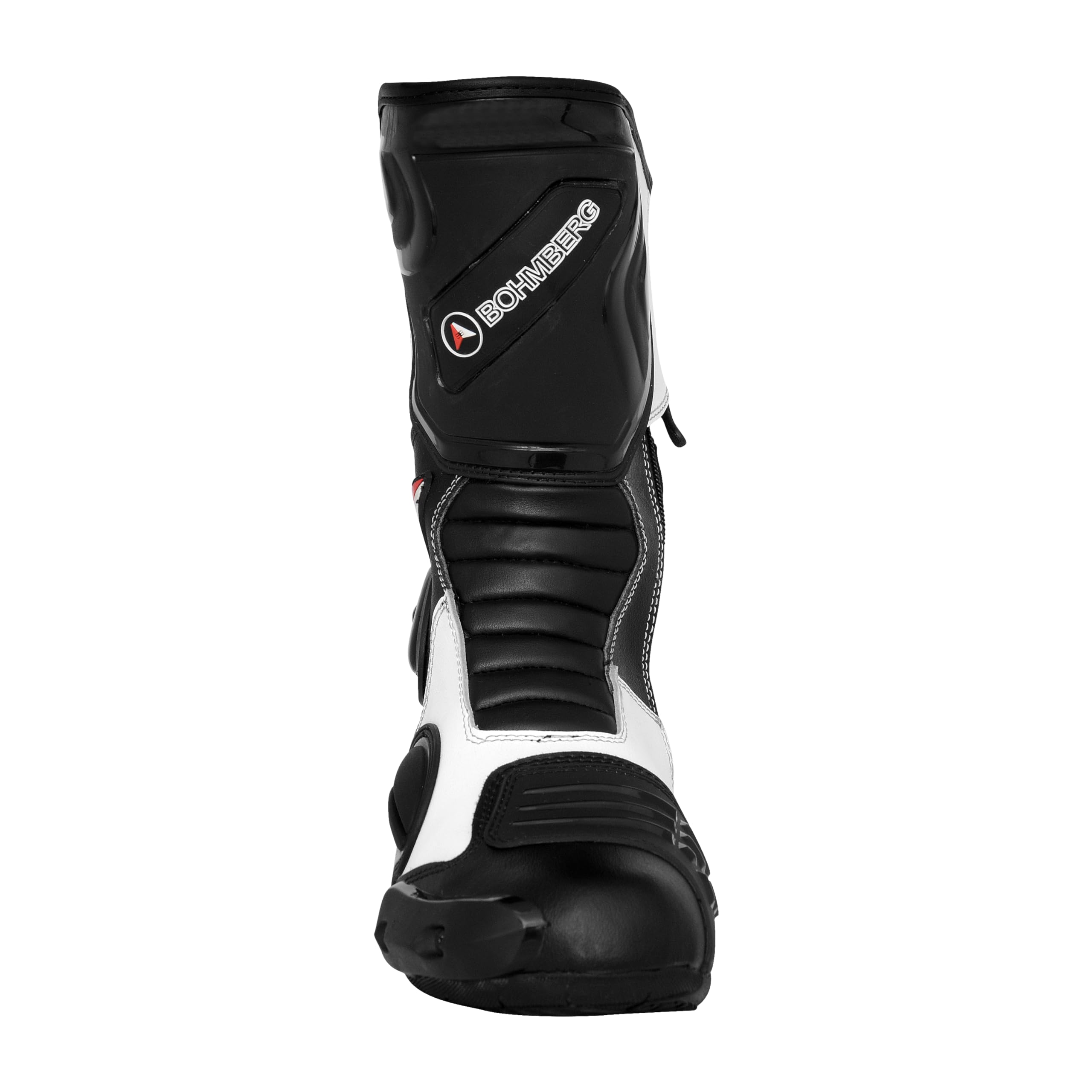 Bohmberg Spartans Motorradstiefel Herren-ergonomisch-leicht, Motorradschuhe aus echtem Leder mit aufgesetzten Hartschalenprotektoren Schwarz