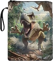 Vista 31 de doginthehole Fundas de libro con estampado de dinosaurios para amantes de los libros, funda con cremallera y bolsillo frontal, fundas protectoras