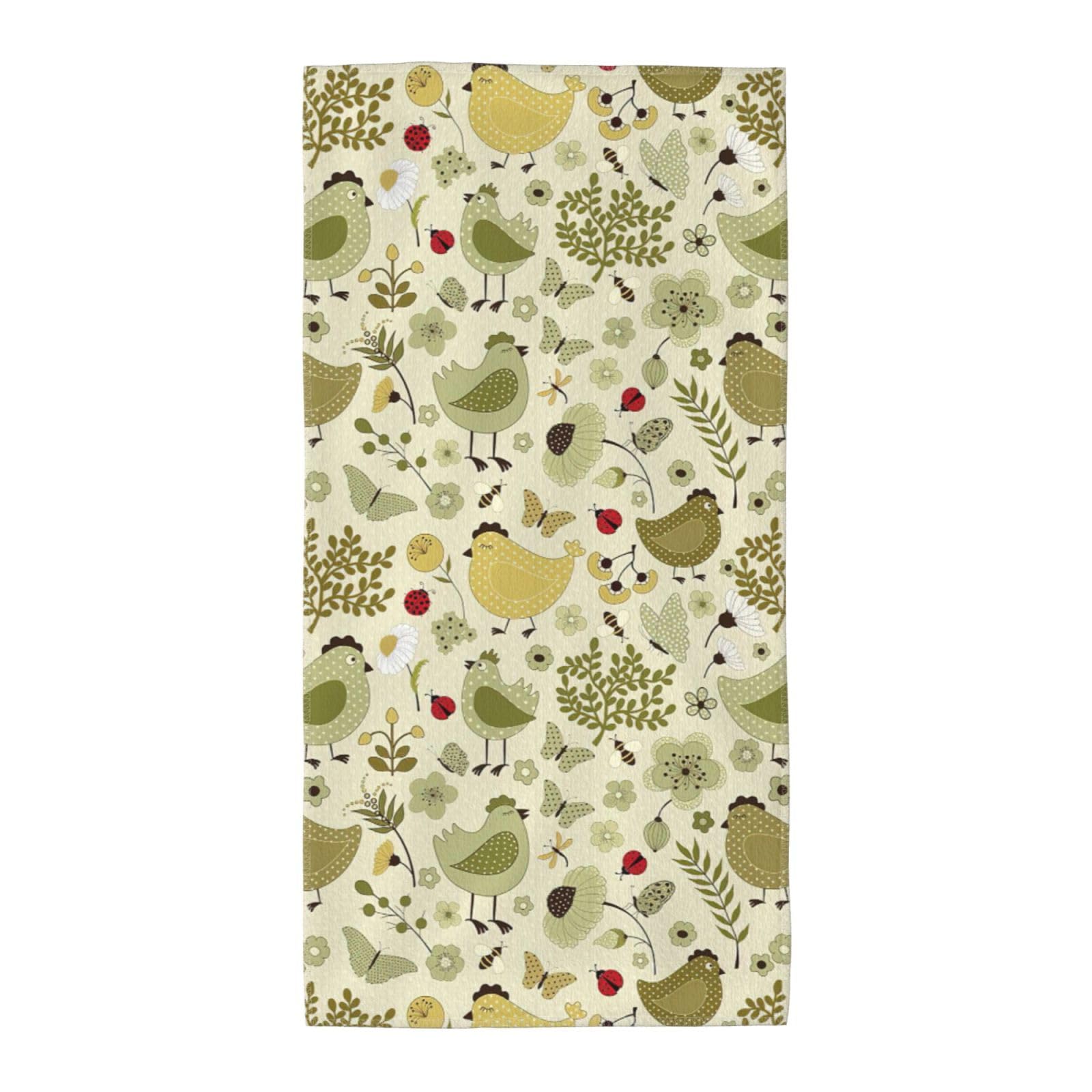 SDEGTHO Yellow Leaves Chicken Soft Absorbent Long Towel For Gym Sports Picnic Leisure Use