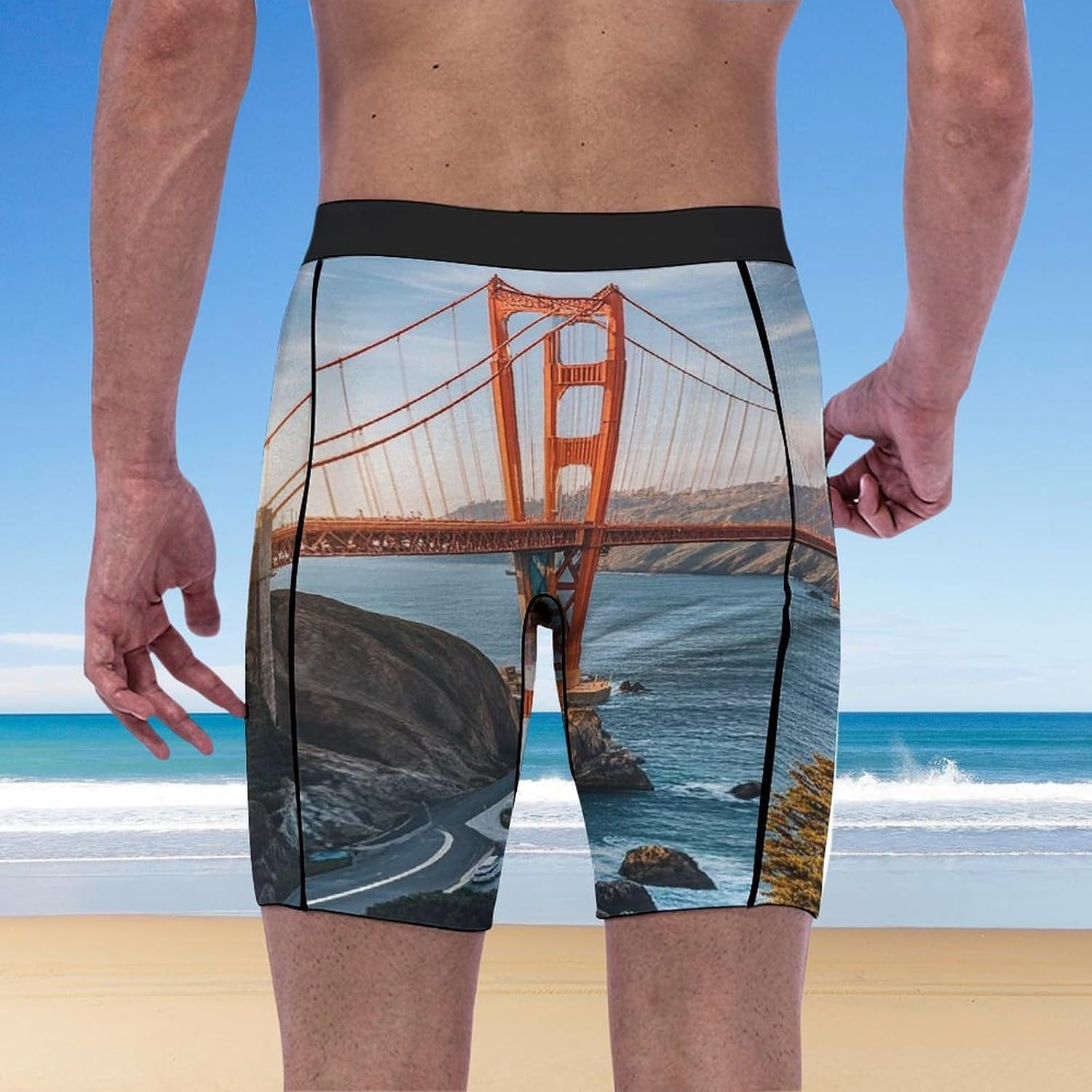 Golden Gate Bridge Compression Shorts Men Spandex Sport Shorts Workout Performance Baselayer Underwear