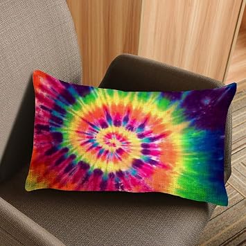 Throw Pillow Cover Abstract Rotational Color Circle Decorative Pillow Case Home Decor 20x12 Inches Pillowcase