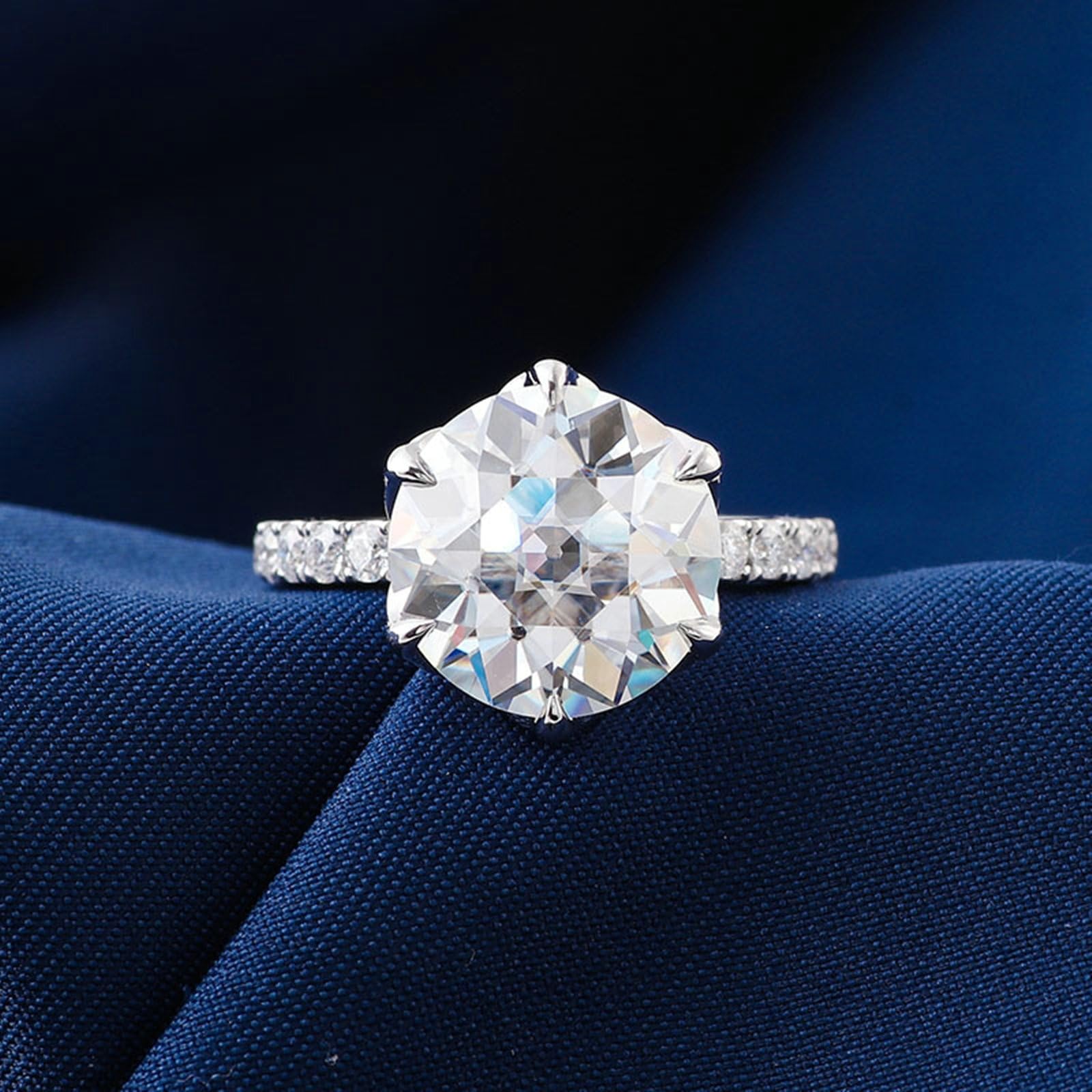 Moissanite pierścionek damski z białego złota, 2 ct D Color VVS1, pierścionek zaręczynowy, pierścionek z prawdziwego złota 375, pierścionek ślubny, 9-karatowe złoto, z grawerunkiem dla kobiet