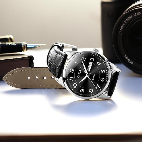 Miniatura 3 de Mens Leather Watch for Men Waterproof Analog Quartz Mens Watches Dress Minimalist Business Classic Big Face Watches for Men with Date Day