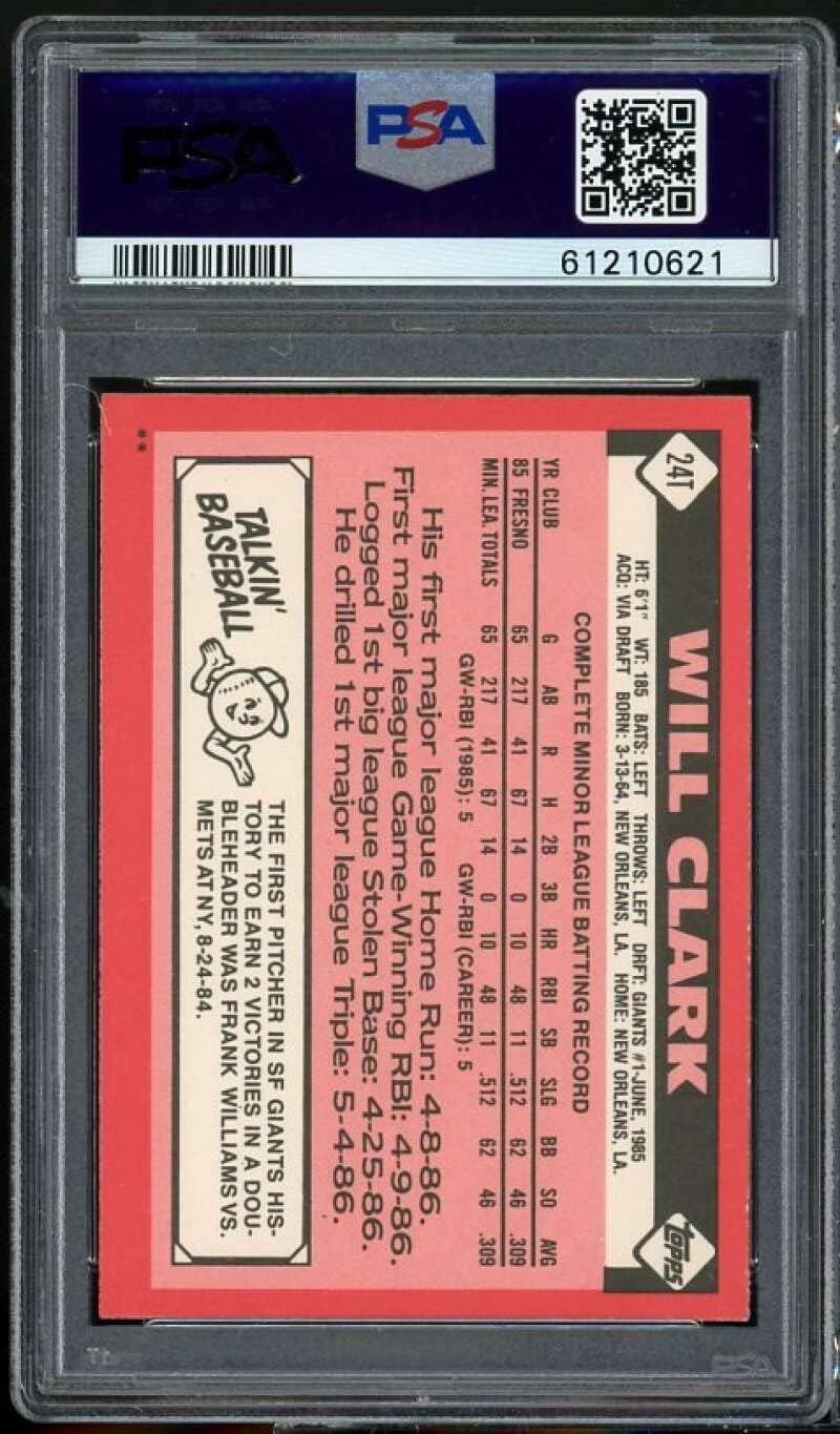 Will Clark Rookie Card 1986 Topps Traded #24T PSA 9