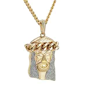 アクセサリー Chocolate Jesus CJ Logo pendant L & L Nation 14K Gold Plated Men's Iced Out Crown Jesus