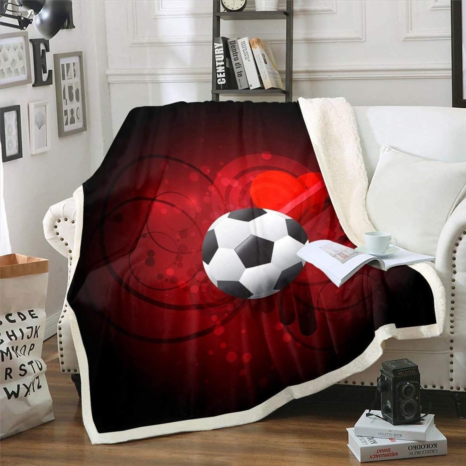Ndxrwdzr Women's Red Football Blanket Fleece Blanket For Bed Sofa Couch Soft Warm Microfiber Fluffy Blanket Throw Blanket Gifts For Kids Teens Adults 220X240cm