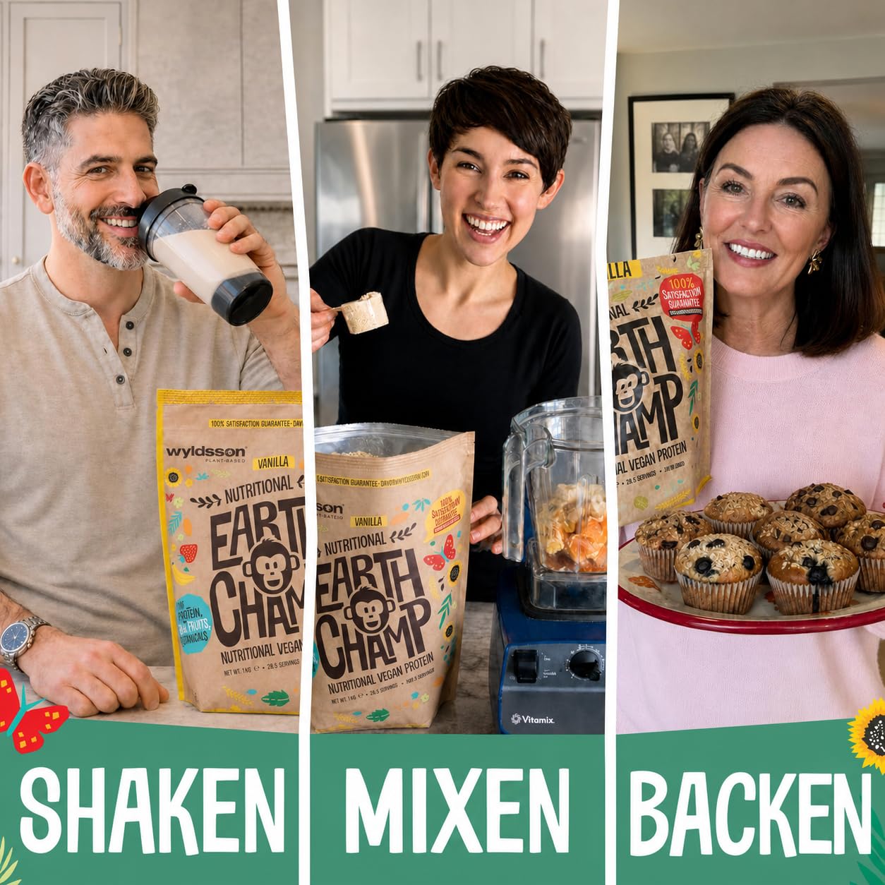 Vegan Protein Schoko | Keine Sucralose | Veganes Proteinpulver aus 4-Komponenten Pflanzliches Eiweißpulver - Laktosefrei, Glutenfrei - Ohne künstliche Aromen (2 Kg onhe Dosierlöffel)