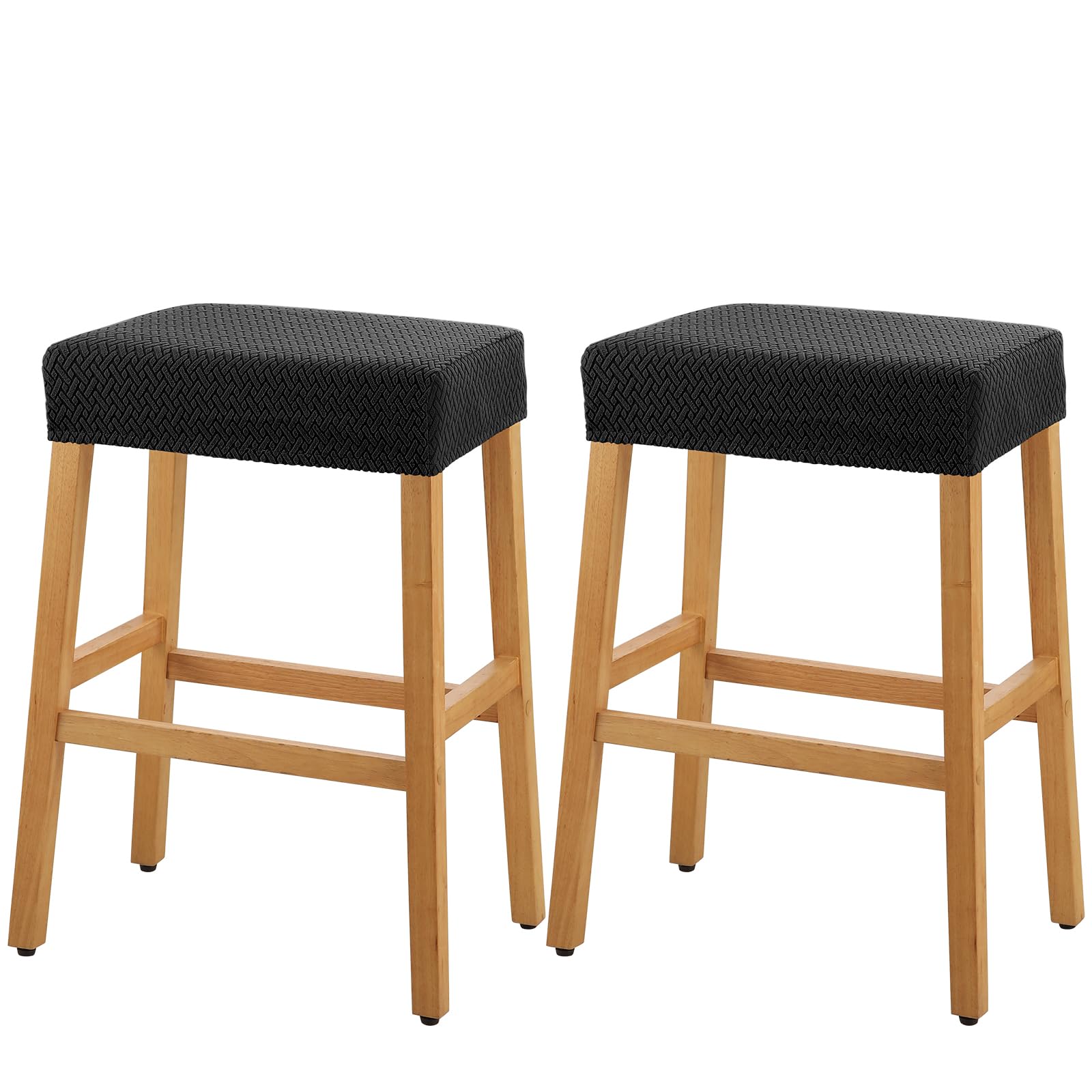 YISUN Stool Covers Rectangle - 2 Pack Stretch Waterproof Saddle Seat Cover Counter Bar Stools Bar Chairs Covers Kitchen Island Chairs Cushion Protector