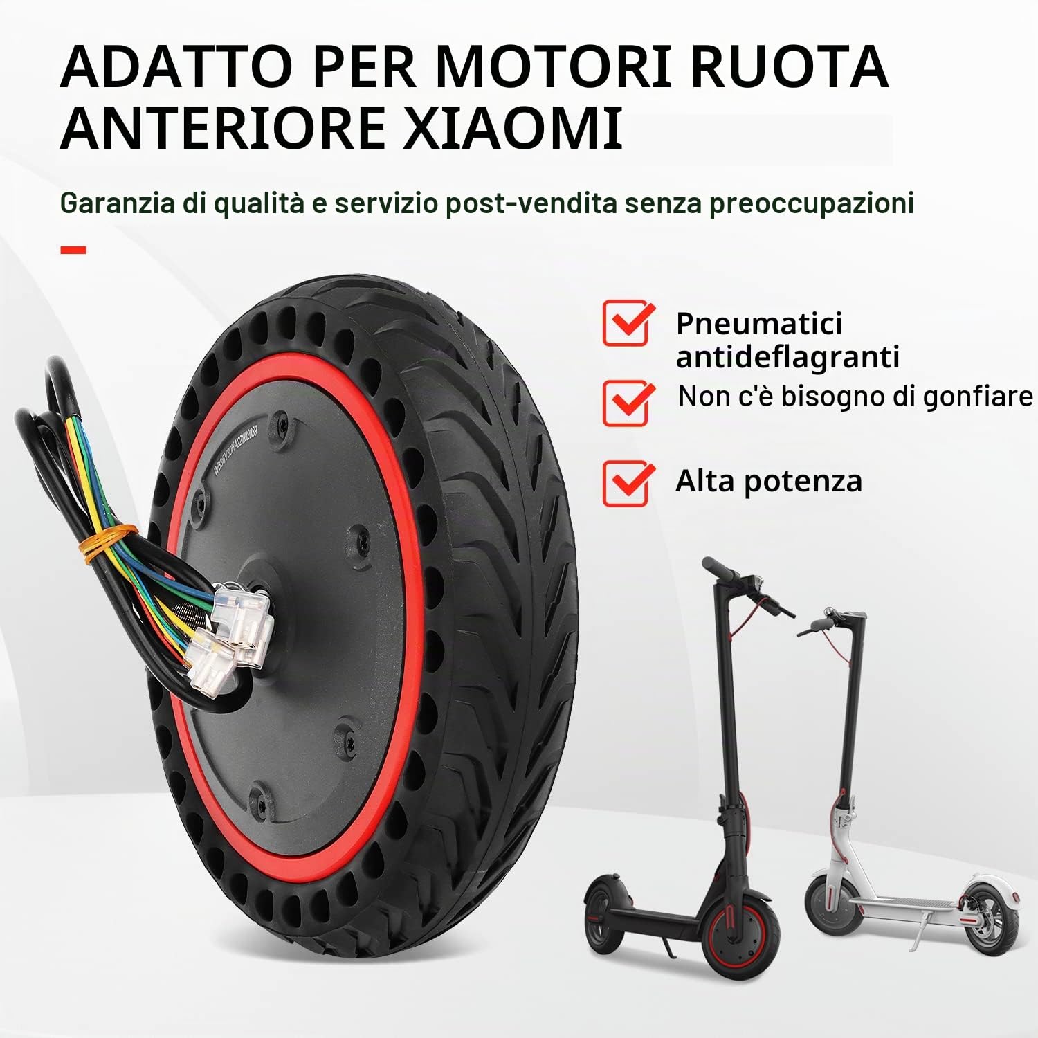 Motor Solid Tire Sostituzione Motore 350w 36v con Ruota Compatibile con Scooter Elettrico 1S M365 Pro2 Pro2 Mi3