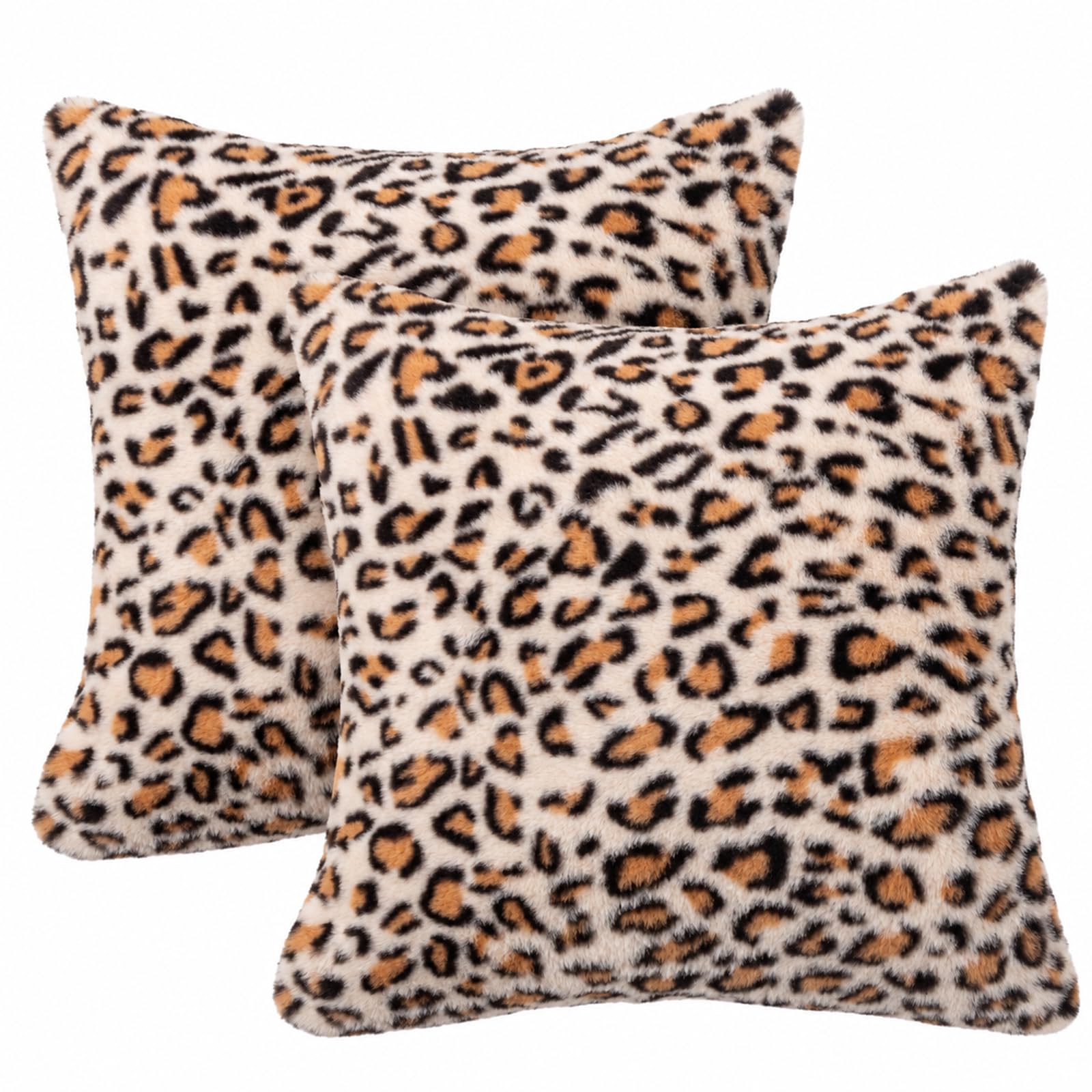 HOSTECCO Cheetah Leopard Print Cushion Covers 50x50 cm Beige Ivory