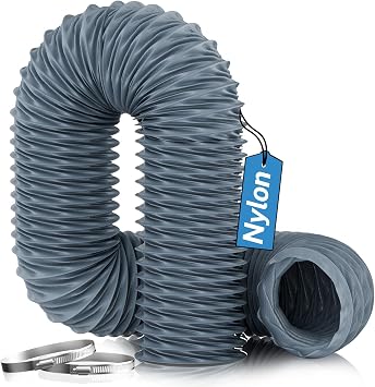 Hon&Guan 3Inch x 8 Feet Diesel Heater Ducting, High-Heat Nylon Hose, Grey