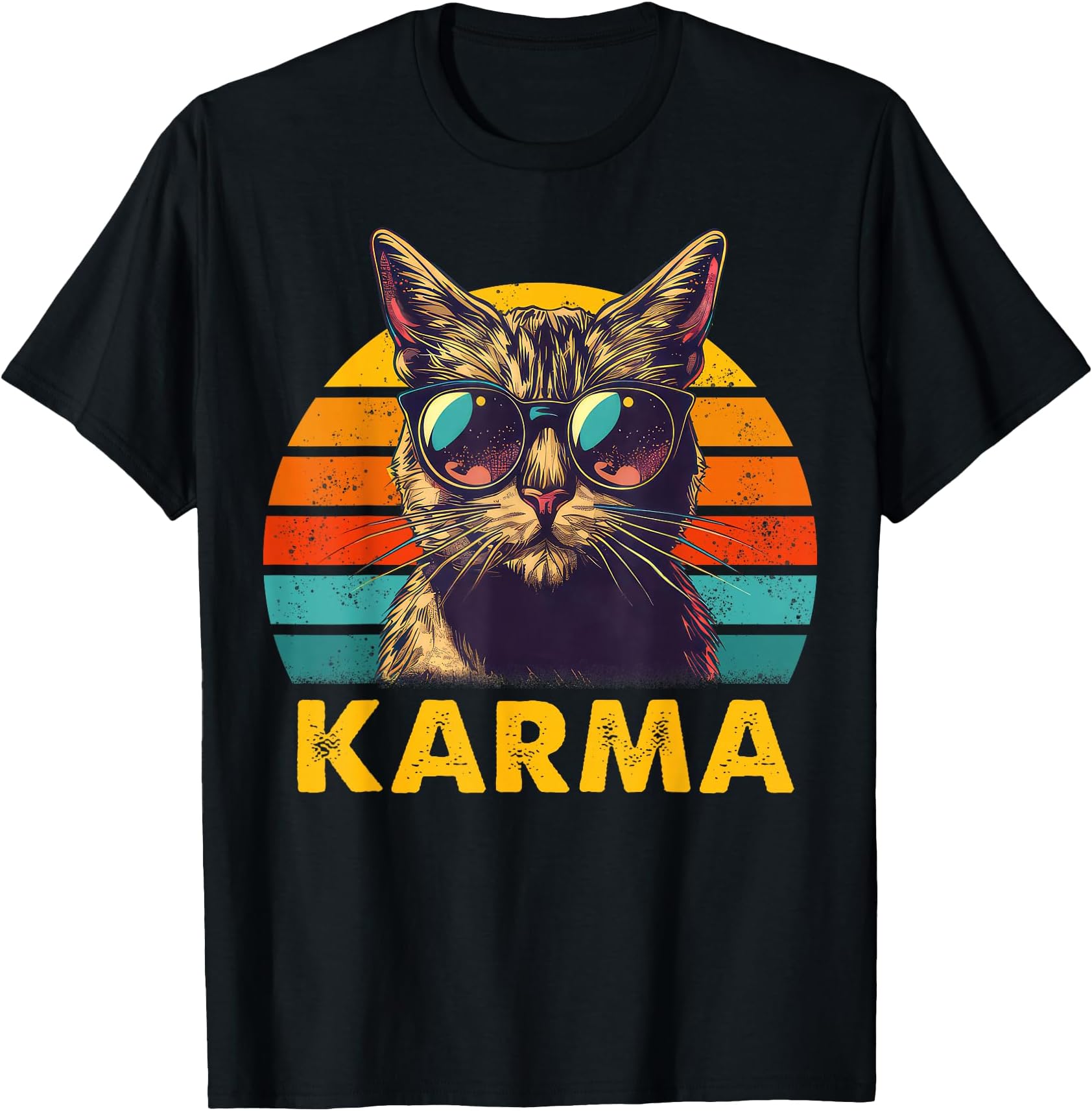 Vintage Cat Music Gifts for Teens Girls Kids Women Men Karma T-Shirt