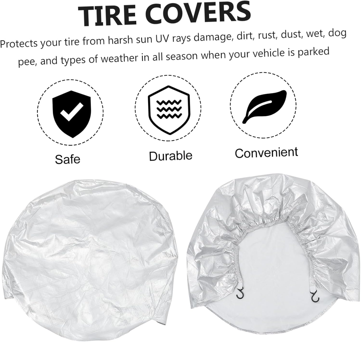 Healifty 4pcs Tire Covers for Trailers Wheel Cover for Rv Truck Car Easy Install Uv Protection