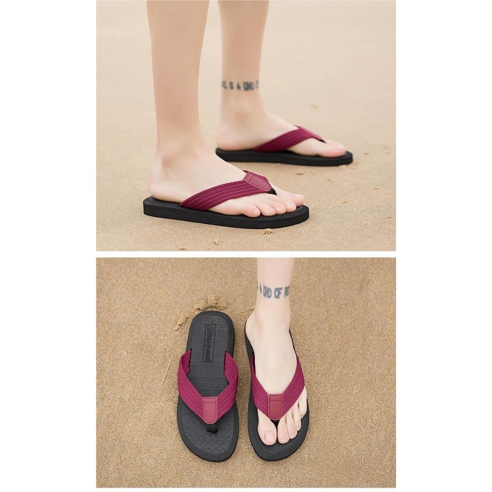 Infradito Uomo Donna Ciabatte Sandali da Spiaggia Unisex Antiscivolo per Coppia L'Estate Taglie Forti-Nero Rosso-39