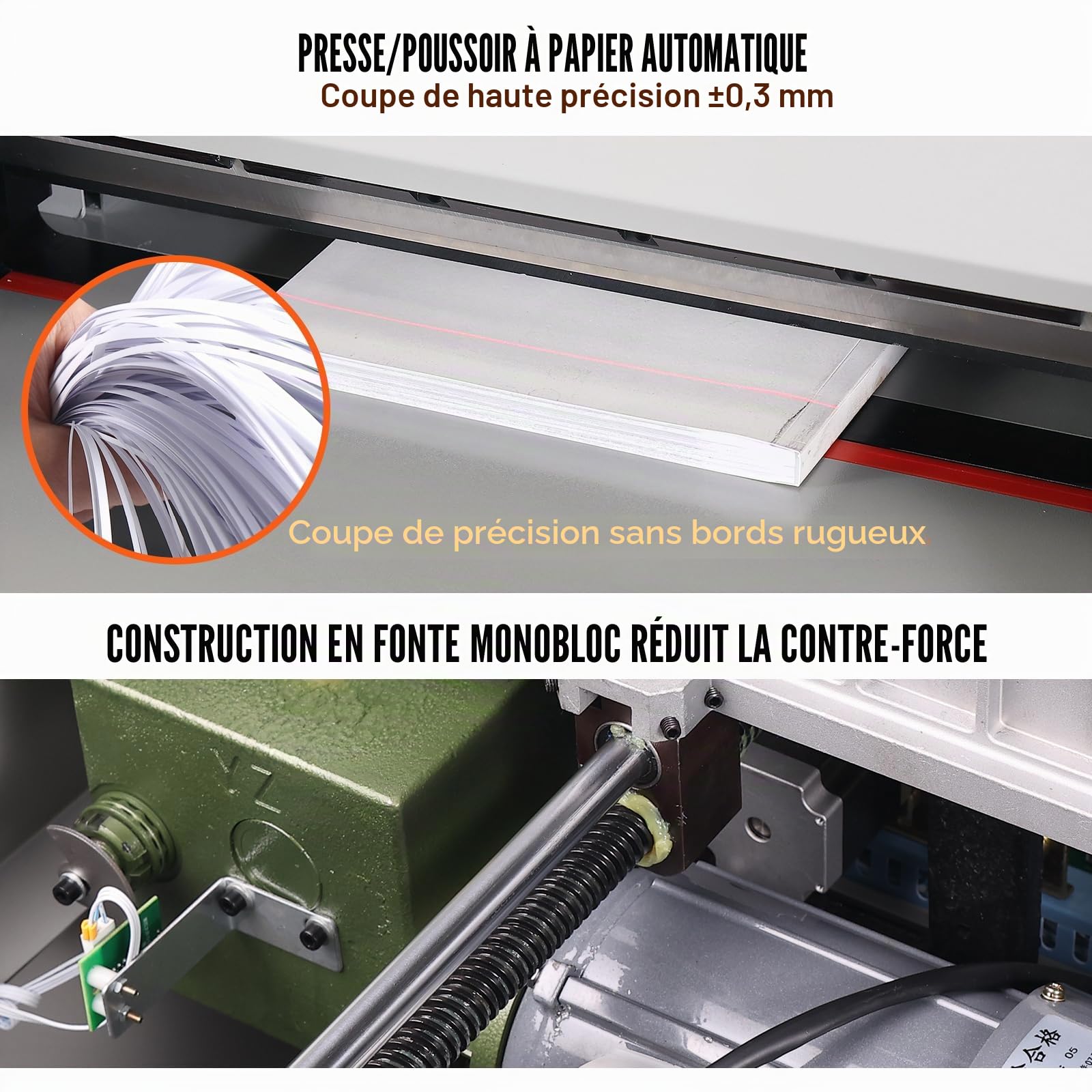VEVOR Massicot Électrique, Coupe-papier Automatique Largeur de Coupe de 450 mm Épaisseur de Coupe de 40 mm, Coupeuse de Papier Industrielle, avec Écran LCD Intelligent, pour Bureau Imprimerie