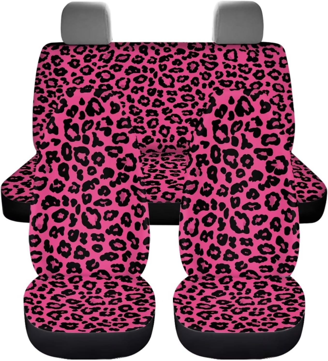– Pink Leopard Print Car Seat Covers Front Seat Covers Rear Bench Seat Protector Rear Backrest Cover for Most Vans Trucks SUVs, Automotive Interior Accessories