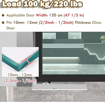 AMUFJJ Glass Door Hinge Closer, Floor Spring & Universal Hydraulic Buffer Ground Hinge for Public and Home Glass Doors, Smooth Opening