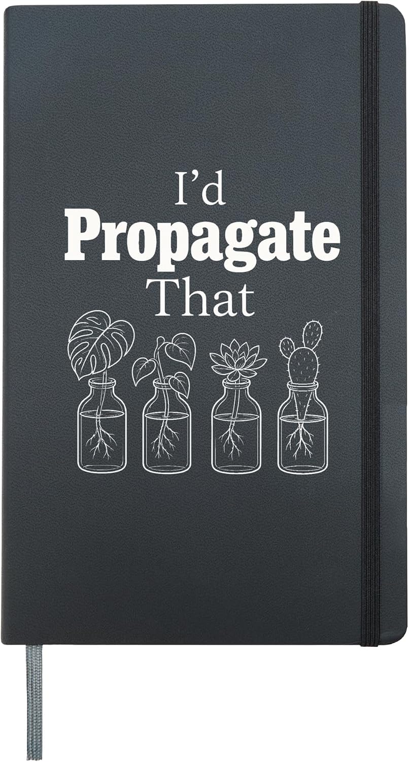 Plant Propagation I'd Propagate That Retro Line Art Gift Hardcover Journal, Black