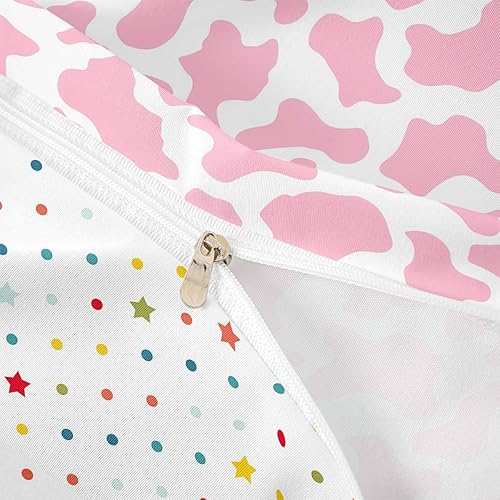Miniatura 4 de Juego de ropa de cama de dibujos animados para niños, funda de edredón con estampado de vaca rosa, tamaño Queen, funda de edredón de piel de vaca