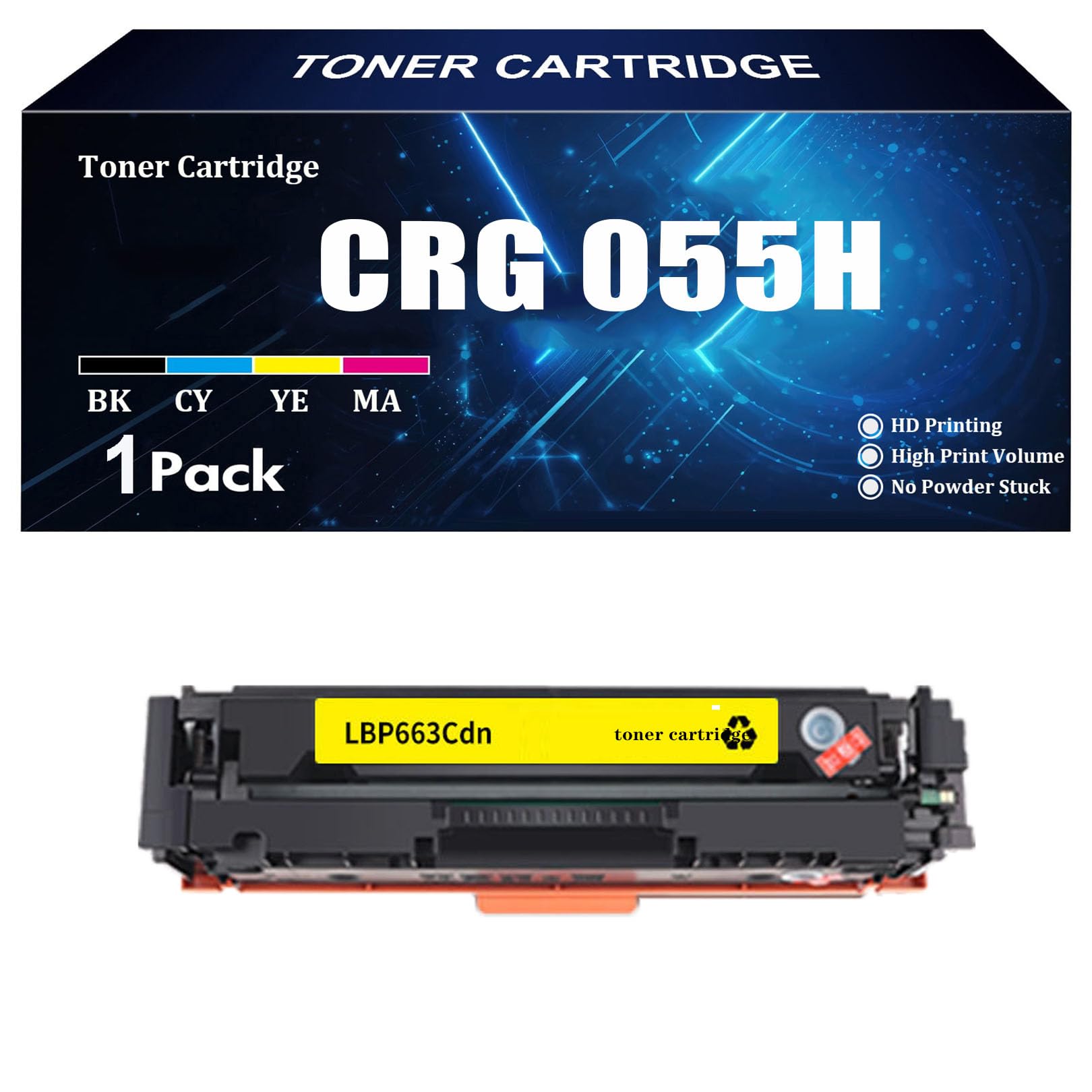Toner compatible Canon 055H multicolore Y 2300 pages pour imprimante MF746cx