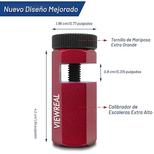 Miniatura 2 de Juego de medidores de escalera extra altos rojos con soporte una guía antideslizante para sierra circular y cuadrados de carpintería, perfecto para