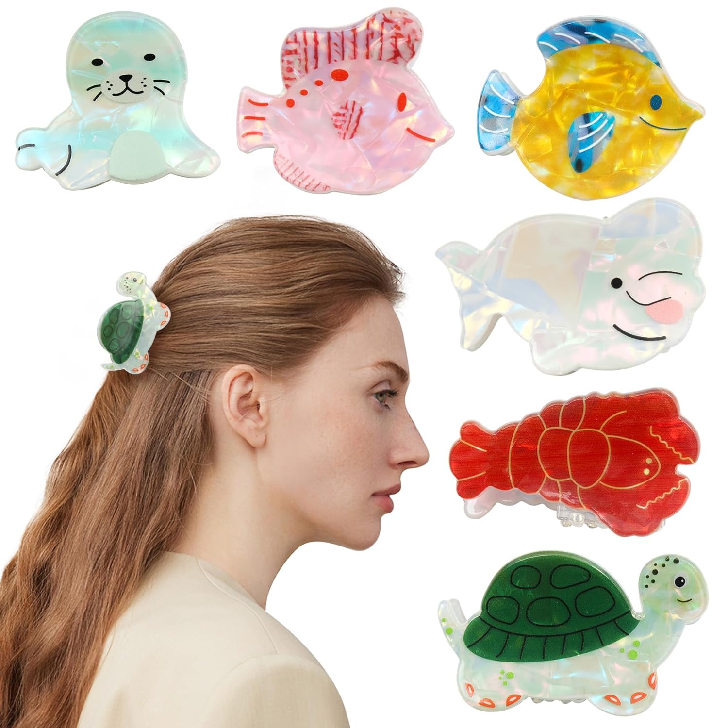Cute Sea Animals Claw Clips - Fun Hair Accessories for Kids