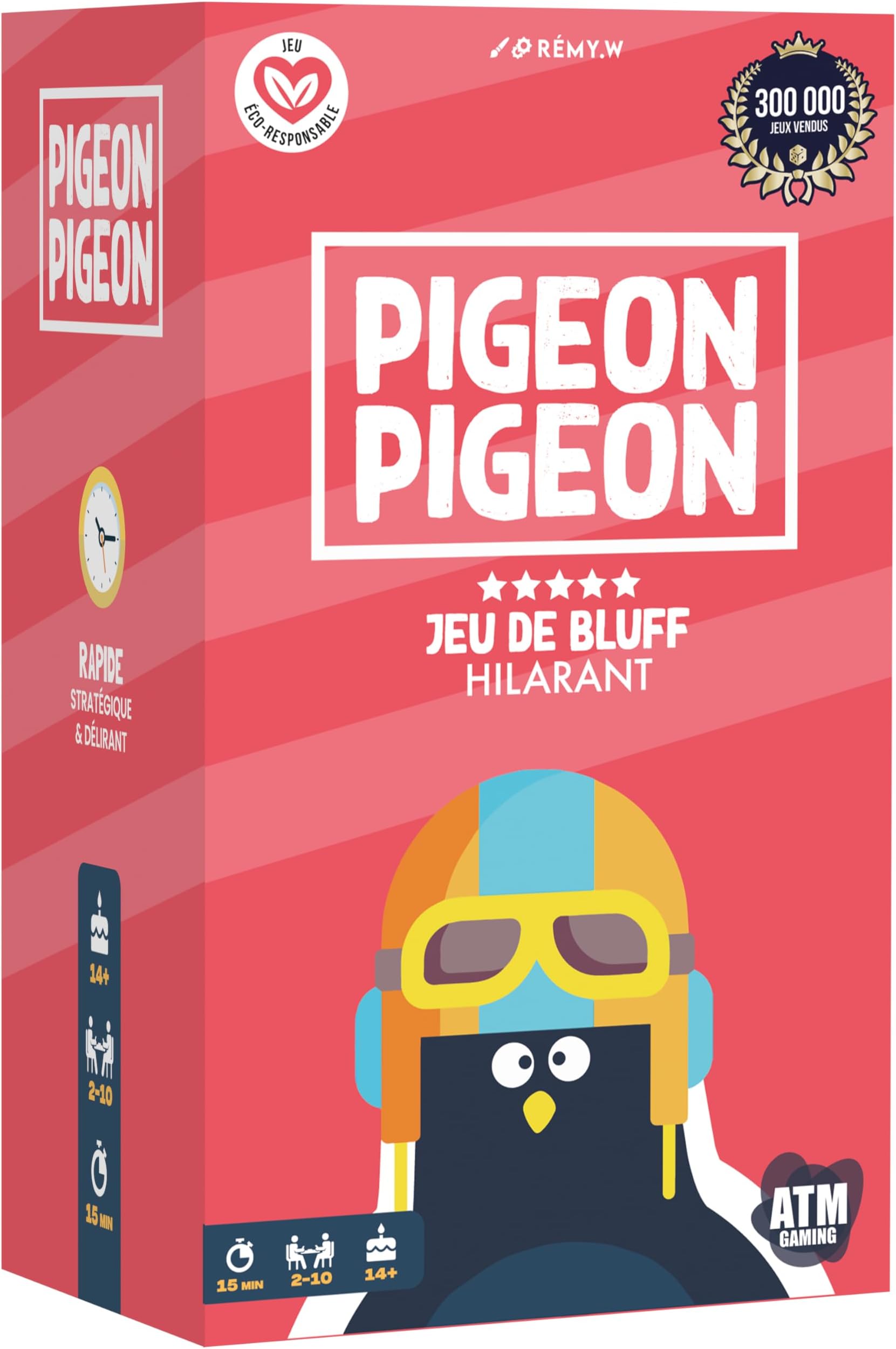 ATM Gaming Pigeon Pigeon - Ambience, Bluff, Creativity, Party - 2 to 10 Players - Made in Europe - Board Game, Party Bluffing Creative Game - 440 Cards Included - Age 6+