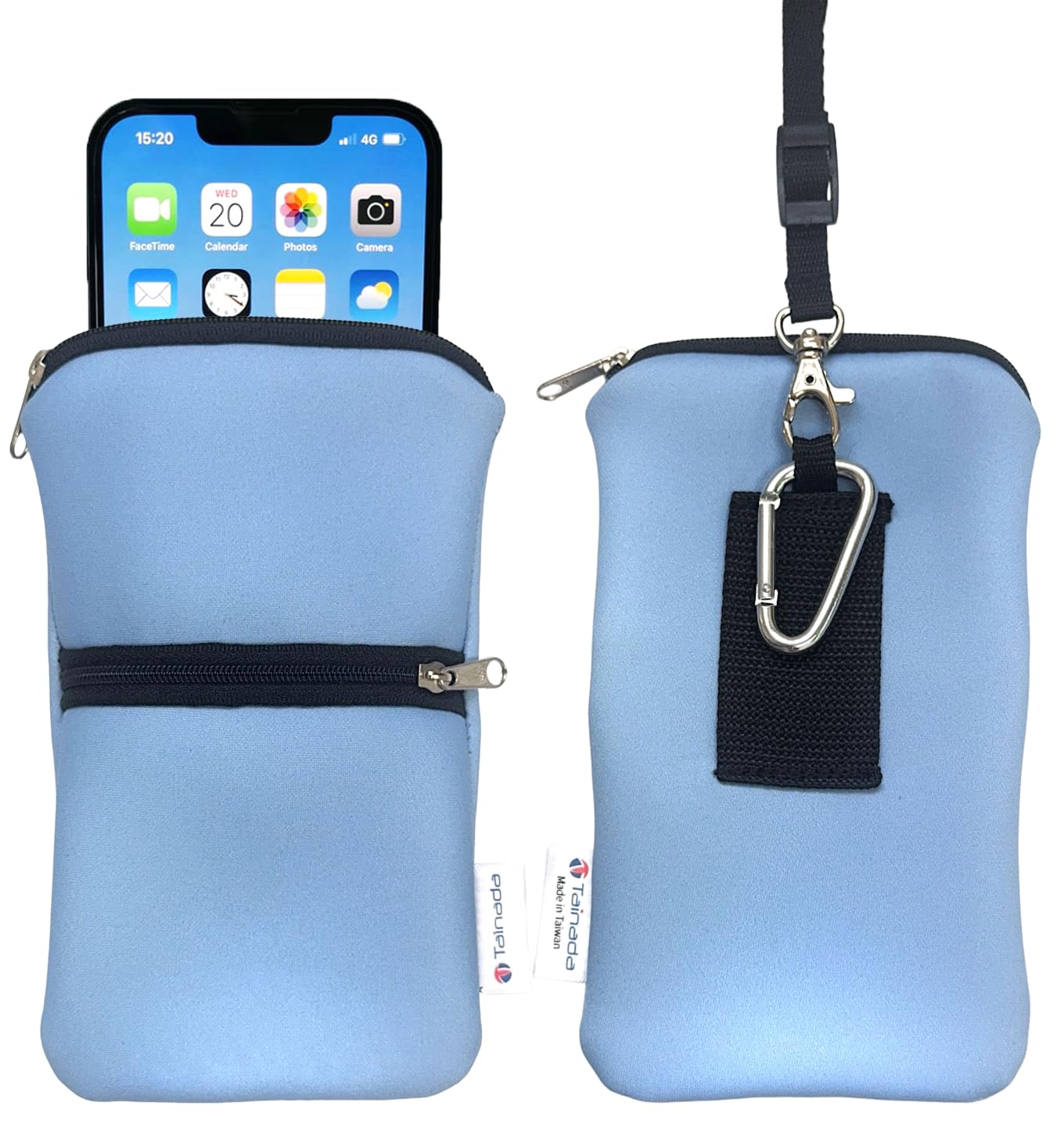 Tainada Dual Zipper Neck Cell Phone Pocket Pouch w/Belt Loop (Azure Blue)