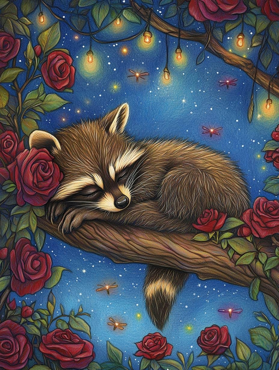 AMBATTERY Cross Stitch Kits for Adults Beginners, Raccoons and Flowers Embroidery Kit Pre-Printed Stamped Cross Stitch Kit 11CT Needlework Kit DIY Handmade Home Wall Décor