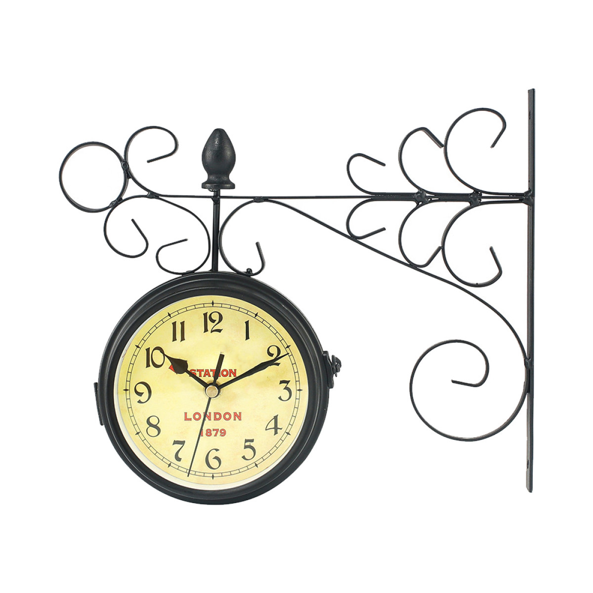 Reloj de Pared Retro de Hierro OSALADI Doble Cara Vintage miniatura 7