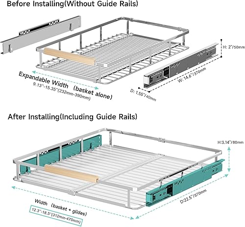 Miniatura 2 de Organizador de gabinete extraíble expandible, ancho ajustable 12.3  18.5 pulgadas de ancho x 22.5 pulgadas de profundidad, organizador para debajo