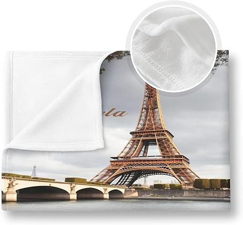Miniatura 5 de City Landmark Paris - Manta personalizada con nombre de la Torre Eiffel de 30 x 40 pulgadas