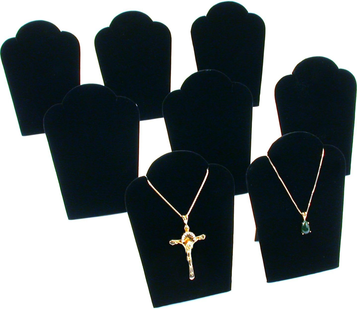 FindingKing 8Pc Necklace Chain Display Pendant Black Velvet Jewelry Set 3 3/4" x 5 1/4"