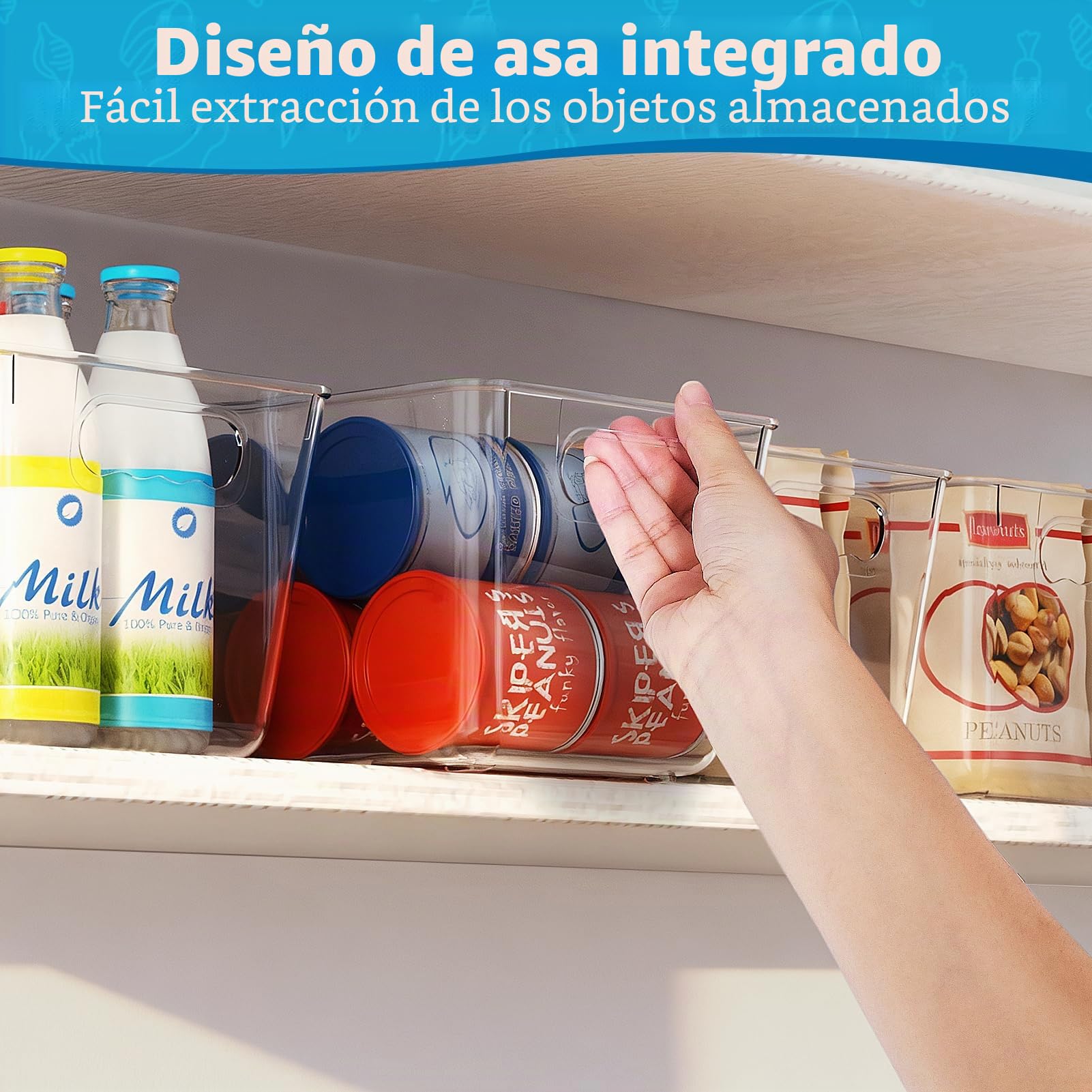 Organizador Nevera, Organizadores para la Despensa, Organizador Frigorifico para la Cocina, Armarios, Encimeras y Refrigerador, Sin BPA (Paquete de 4, L(30x20x15CM))