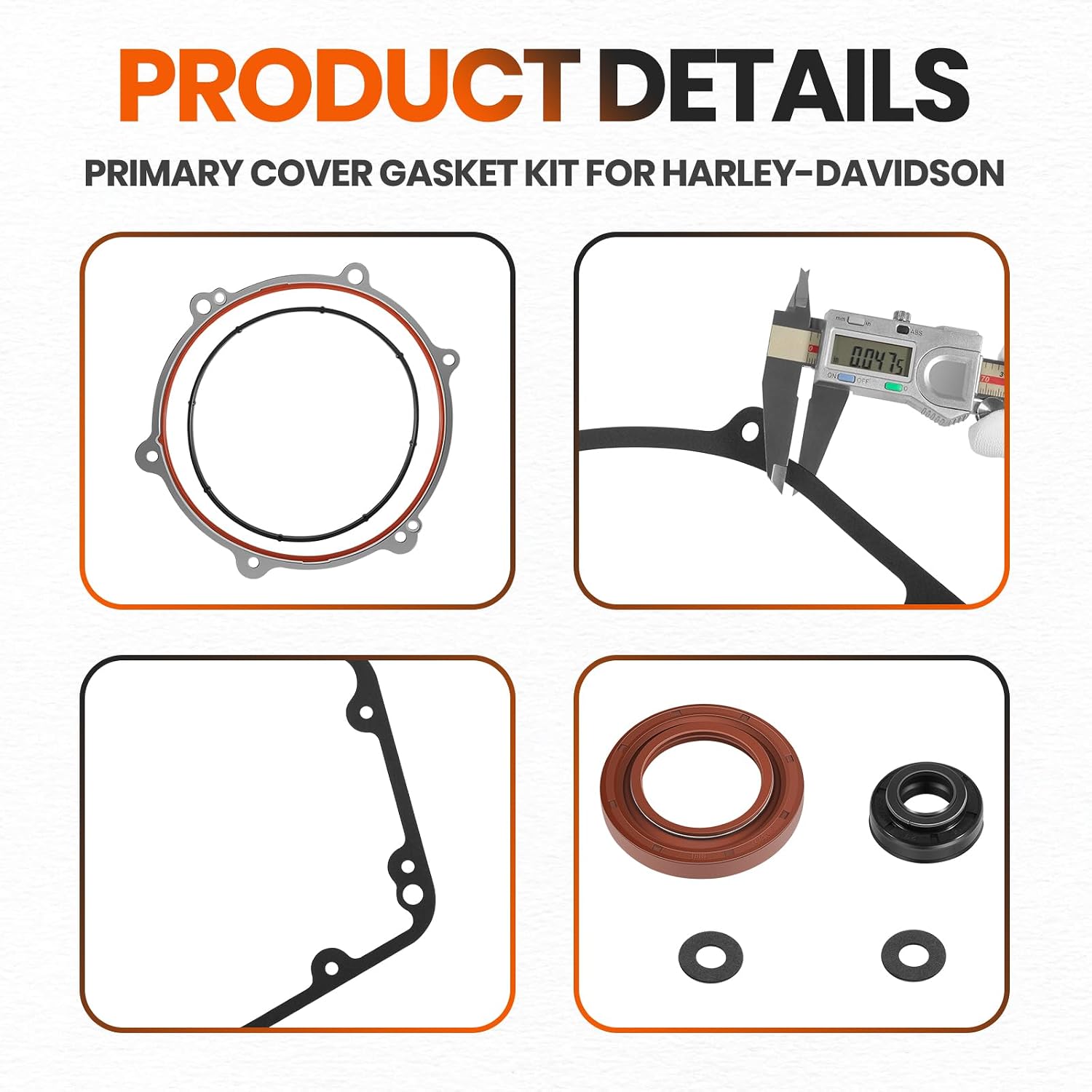 Primary Cover Gasket Kit for Harley-Davidson Softail 2007-2017 & Dyna 2006-2017, Replace for 34934-06, 12052A, 12066, 17369-06, 60547-06, 63859-95B