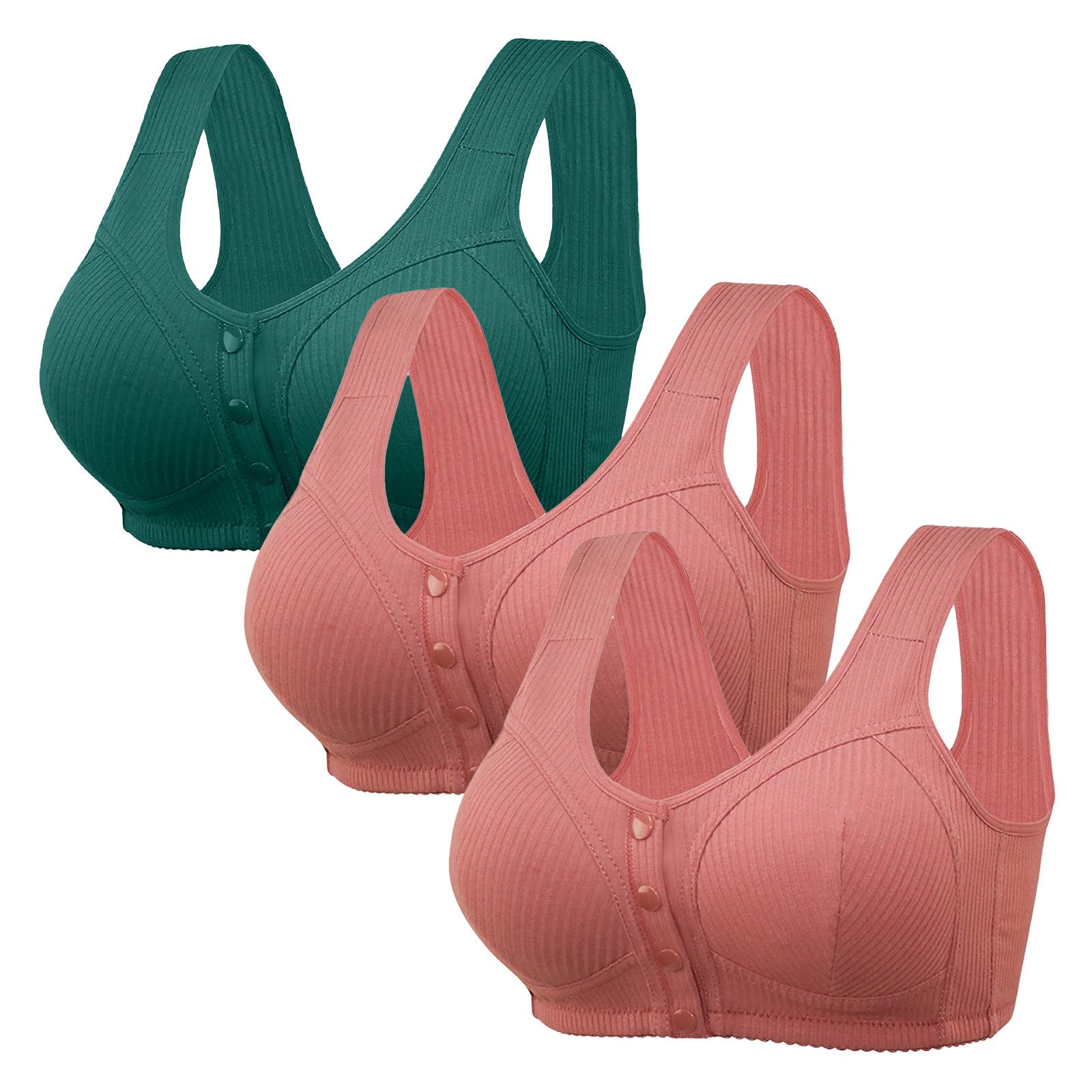 Reggiseni con bottoni frontali per donne reggiseni da donna spalline larghe copertura completa bralette biancheria intima a costine senza cuciture push up bralette stretch reggiseno quotidiano