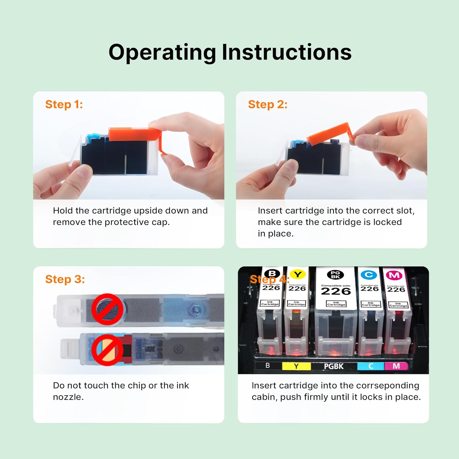 225 226 Ink Cartridges Value Pack Replacement for Canon 225 and 226 Ink Cartridges PGI225 CLI226 to Use with MX882 MG5220 MG5320 MG6120 MG6220 (PGBK, Black, Cyan, Magenta, Yellow, 5 Pack)