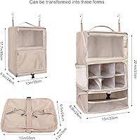 Vista 3 de TABITORA Estantes colgantes portátiles de viaje, organizador de armario, organizador de equipaje y almacenamiento con compartimento invisible