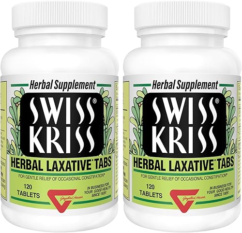 Swiss Kriss Tabletas laxantes a base de hierbas, laxantes suaves y naturales para aliviar el estreñimiento para adultos y niños mayores de 6 años,