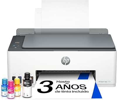 HP Smart Tank 5105 – Impresora multifunción 3 en 1 (Wi-Fi, impresión móvil) – 3 años de Tinta incluida, depósito de Tinta Grande, Gran Alcance, impresión