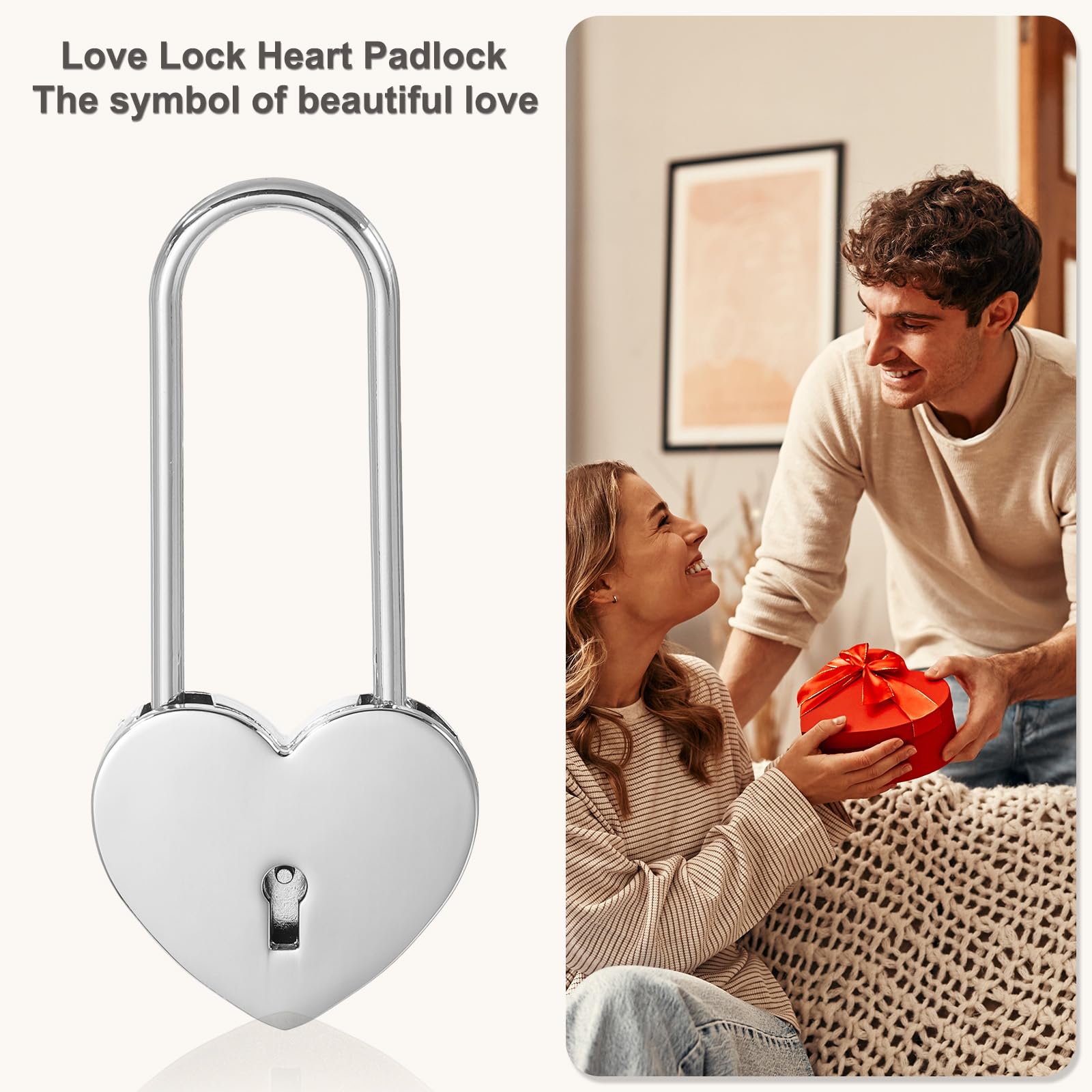 PATIKIL 3.9 Inch Love Locks Heart Padlock with Key Set - Image 4