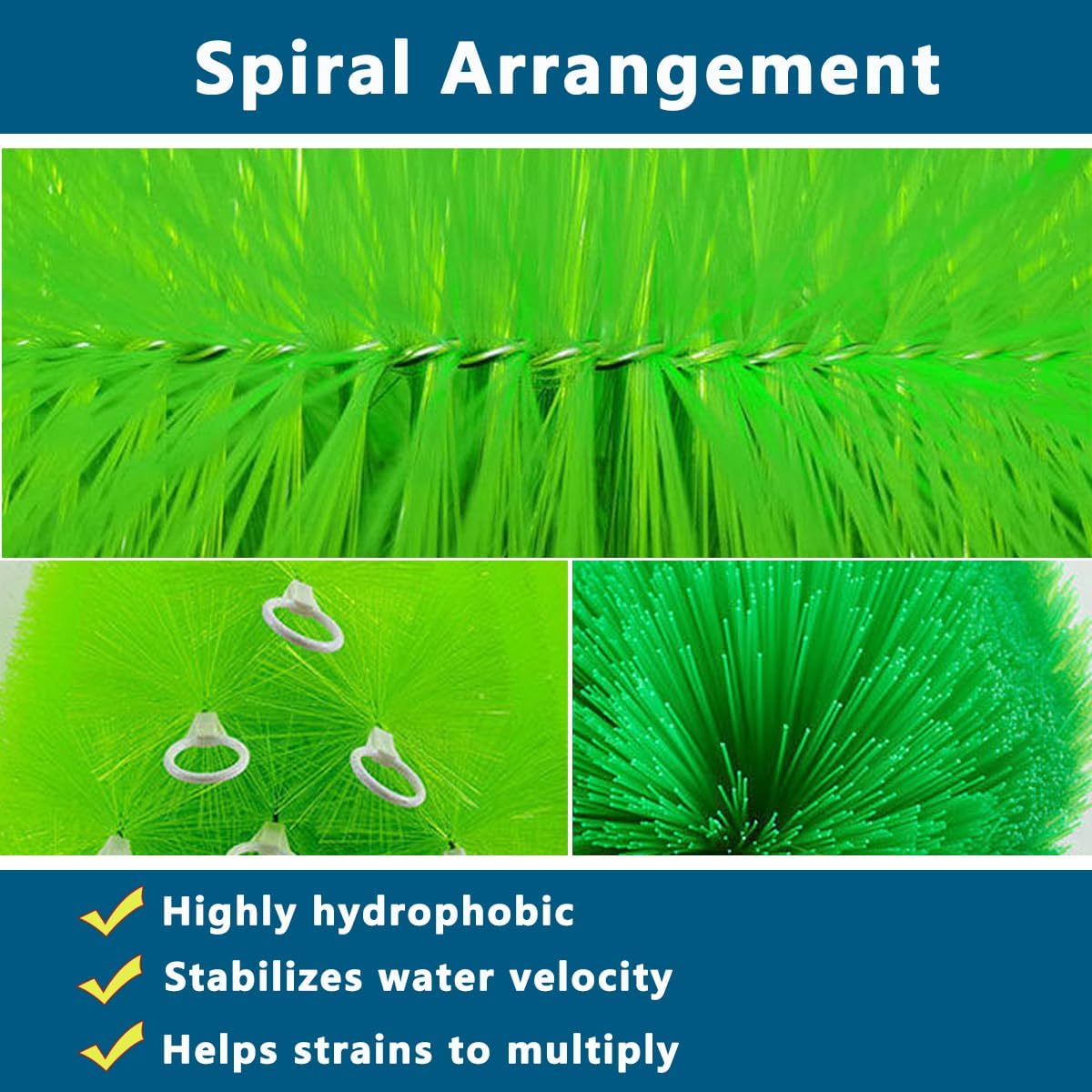 RINOO 10 Packs Fish Pond Filter Brushes Set for Koi Pond Fish Tank Aquarium Water Garden Pond Skimmer Filter Cleaning Brush 16 Inch by 4.7 Inch (Green)