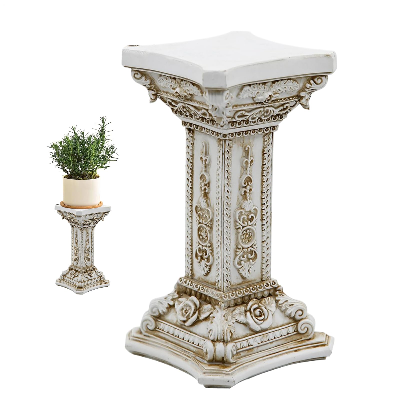 Römische Säule, griechische Sockel-Dekoration für Zuhause, Vintage-Ornament mit tragbarer Funktion, Gartengeräte für Küche, Esstisch, Hochzeit und Zeremonie, 12 x 12 x 24 cm