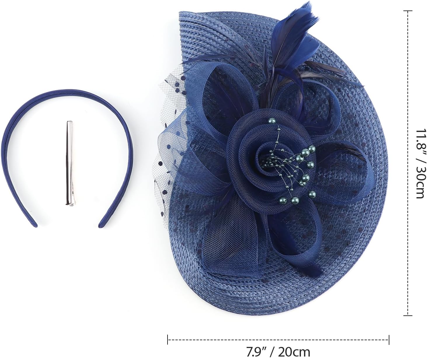 DRESHOW Fascinators Hat Flower Mesh Feathers Hat with a Headband and a Clip 7.9" Tea Party Headwear for Women - Image 6